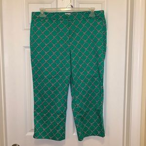 Talbots Signature Shamrock Green Rope Print Pants
